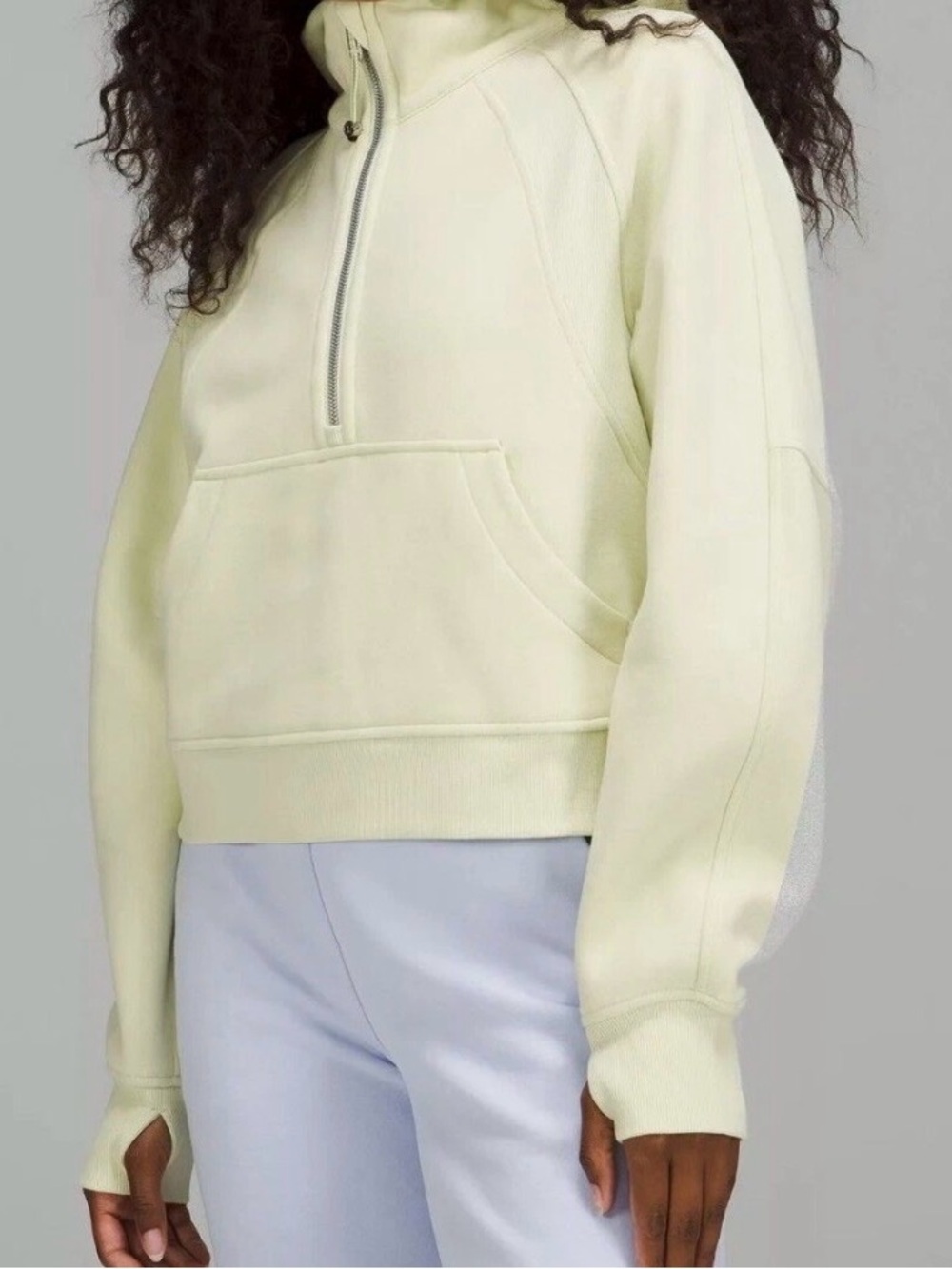 lululemon athletica Pale Yellow Half-Zip Hooded Sweatshirt